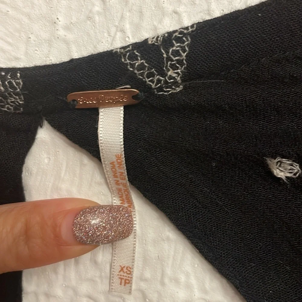 Free People Diamond Embroidered Long Sleeve Top